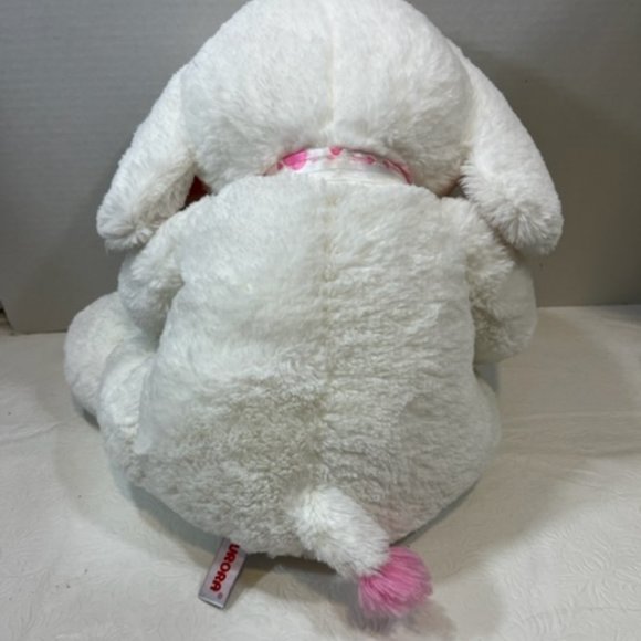 SOFT White Elephant Aurora Stuffed Toy Pink Heart Ribbon Plush 13" - Picture 5 of 9